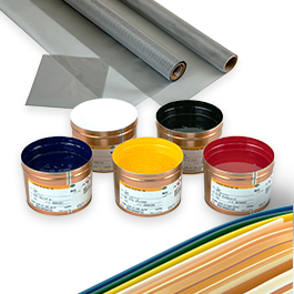 スタンダードステンレススクリーン、インキ、スキージの写真