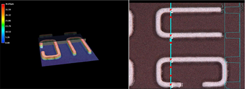 離着機構を用いた印刷の3Dグラフと表面画像